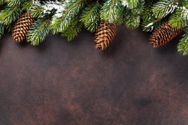 Noel arka plan ile karlı köknar ağacı