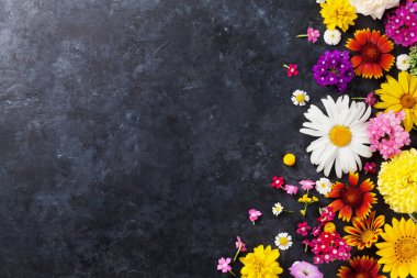 taş arkaplanda çiçekler