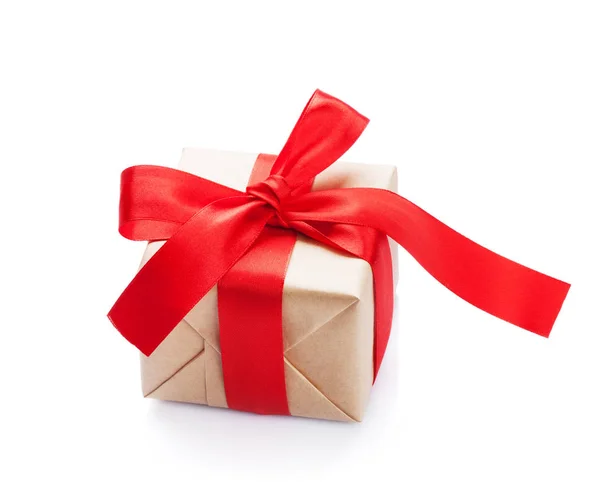 Gift box with red bow — Stock Photo, Image