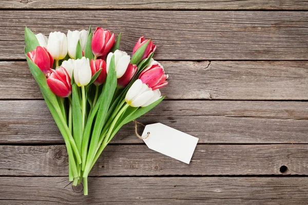 Red and white tulips bouquet — Stock Photo, Image