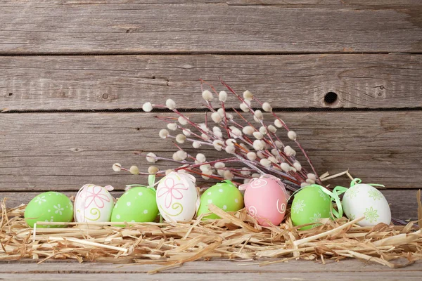 Eggs and pussy willow bunch — Stock Photo, Image