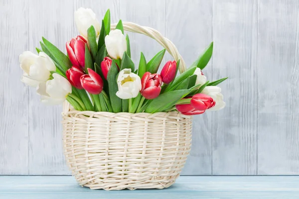 Rote und weiße Tulpen — Stockfoto