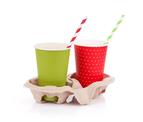 Cups with takeaway drinks — Stock Photo, Image