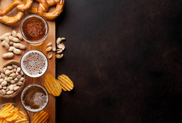 beer mugs and snacks