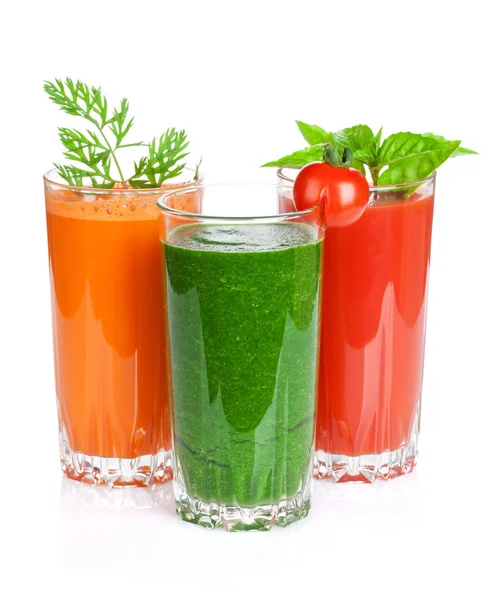 Tomato, cucumber and carrot smoothies — Stock Photo, Image