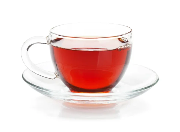 Black tea in glass cup — Stock Photo, Image