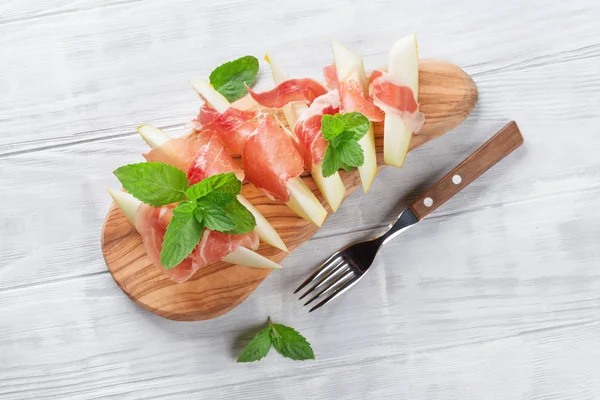 Melão fresco com Prosciutto — Fotografia de Stock