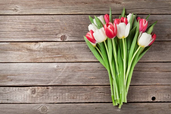 Red and white tulips bouquet — Stock Photo, Image