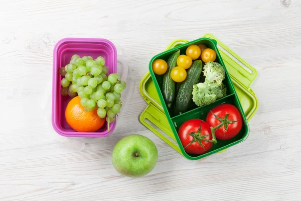 Boxes with vegetables and fruits — Stock Photo, Image