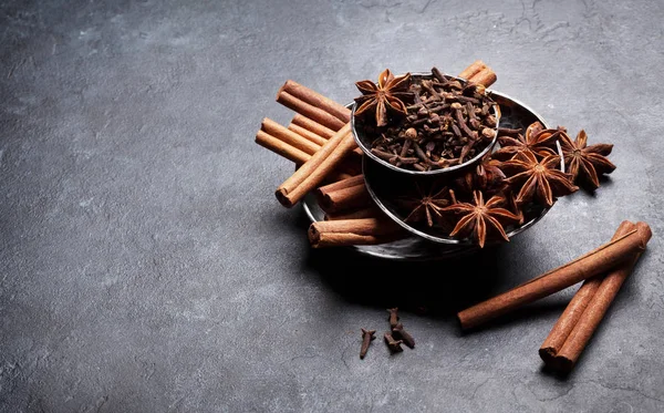 Various spices in bowls — Stock Photo, Image