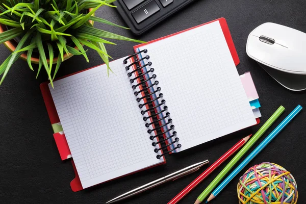 Computer, plant, notebook and pencils — Stock Photo, Image