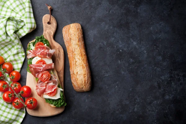 Ciabatta sandwich with romaine salad — Stock Photo, Image