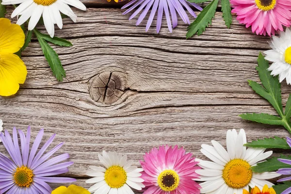 Gartenblumen auf Holz — Stockfoto