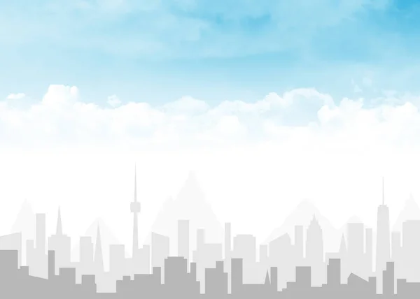 Skyline der Stadt und blauer Himmel — Stockfoto