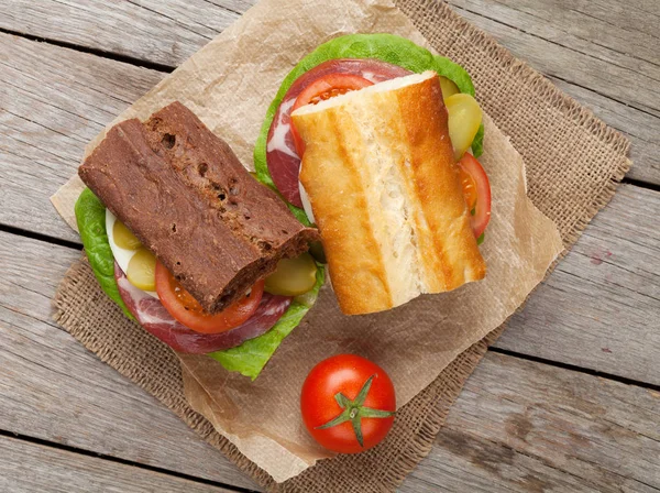 Two sandwiches with salad — Stock Photo, Image