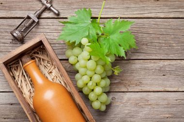 şarap şişesi ve üzüm