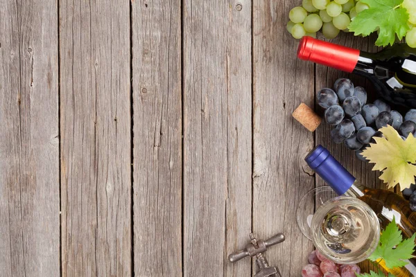 Wine bottles and grapes — Stock Photo, Image