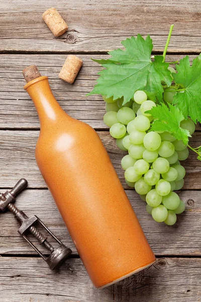 Weinflasche und Trauben — Stockfoto