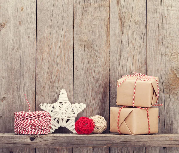 Christmas gift boxes and decor — Stock Photo, Image