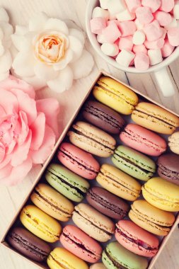 Kutusunda renkli macaroons