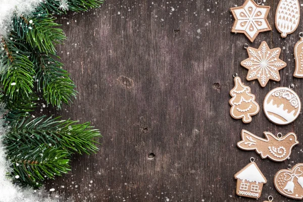 Christmas background with gingerbread cookies — Stock Photo, Image