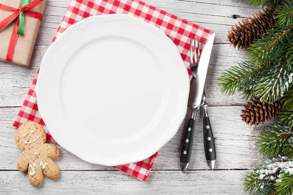 Navidad cena mesa ajuste — Foto de Stock