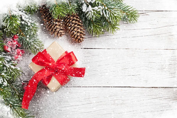 Noel hediye kutusu ve köknar ağacı — Stok fotoğraf