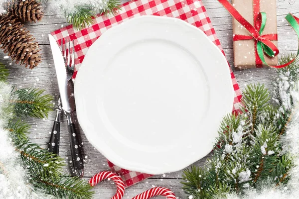 Christmas dinner table setting — Stock Photo, Image