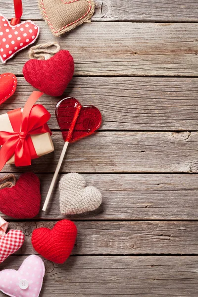 Cuori Fatti Mano Cuore Caramelle Confezione Regalo Tavolo Legno Vista — Foto Stock