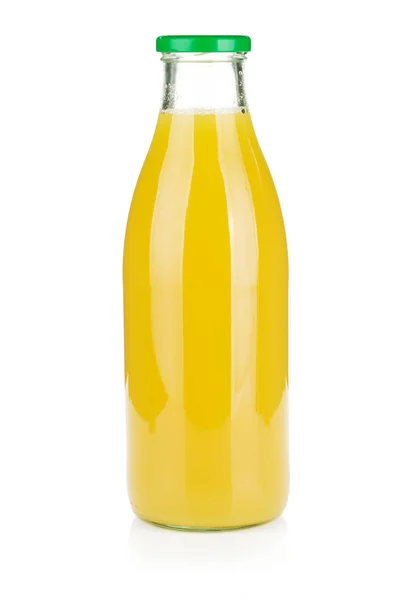Glasflasche Ananassaft Isoliert Auf Weiß — Stockfoto
