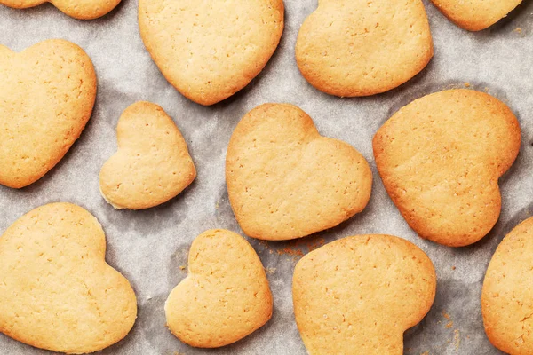 Biscoitos Gengibre Forma Coração Dia Dos Namorados Fundo — Fotografia de Stock