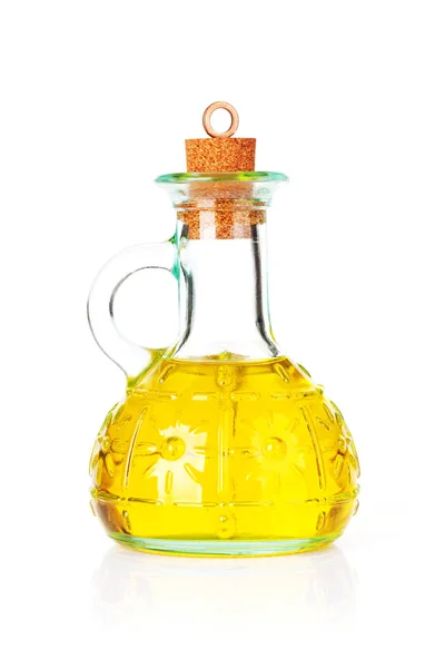Olivolja Flaska Isolerad Vit Bakgrund — Stockfoto
