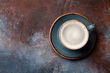Kahve fincanı. Metin alanı olan Üstten Görünüm