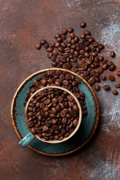 豆の焙煎のコーヒー カップ トップ ビュー — ストック写真