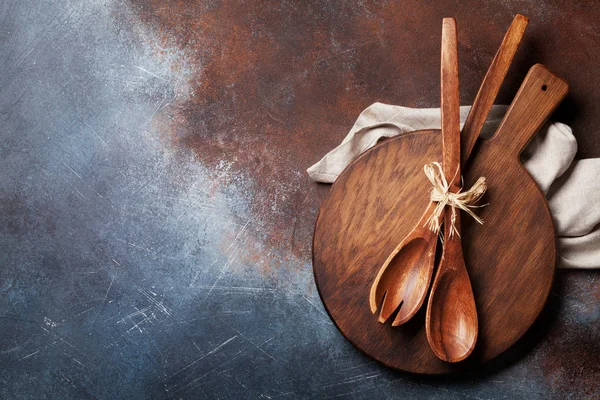 Vintage Keukengerei Snijplank Koken Concept Bovenaanzicht Met Ruimte Voor Tekst — Stockfoto