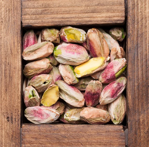 Pistacchi Scatola Legno Vista Dall Alto — Foto Stock