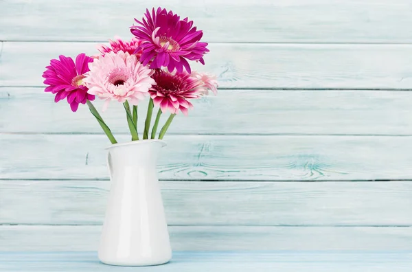 Gerbera Flowers Front Wooden Wall Space Your Text — Stock Photo, Image