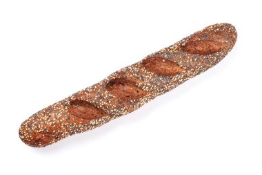 Somun ekmek beyaz arka plan üzerinde izole tohumları ile. Üstten Görünüm