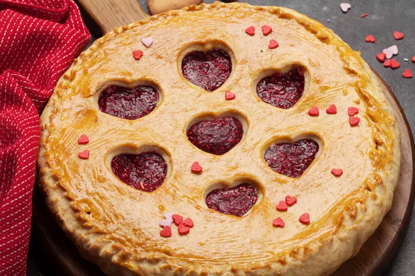 Raspberry Cake Valentine Day Hearts — 스톡 사진