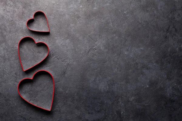 Valentines Day Heart Shaped Gingerbread Cookies Form Stone Background Copy — 스톡 사진