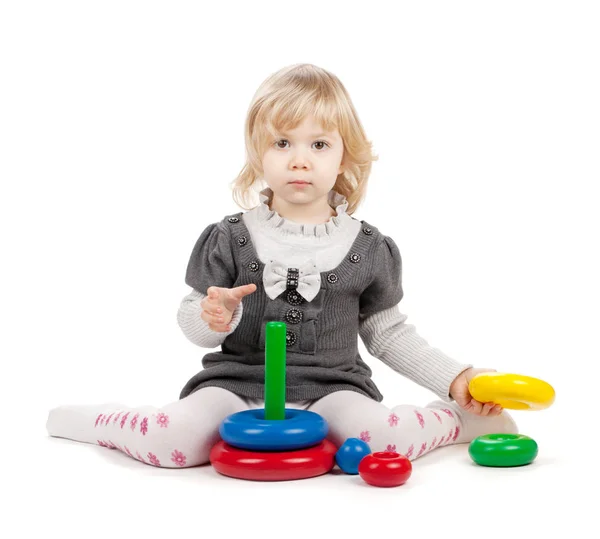 Baby Girl Toy Pyramid Isolated White Background — Stock Photo, Image