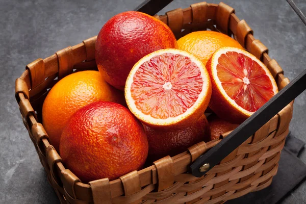 Sicilian Blood Juicy Oranges Basket — Stock Photo, Image