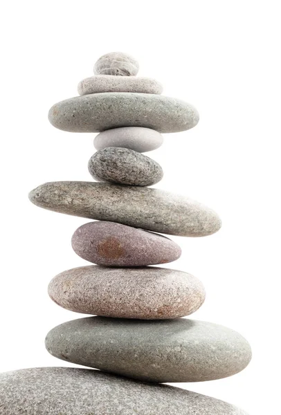 Pyramide Aus Meeressteinen Vereinzelt Auf Weißem Hintergrund Life Balance Und — Stockfoto