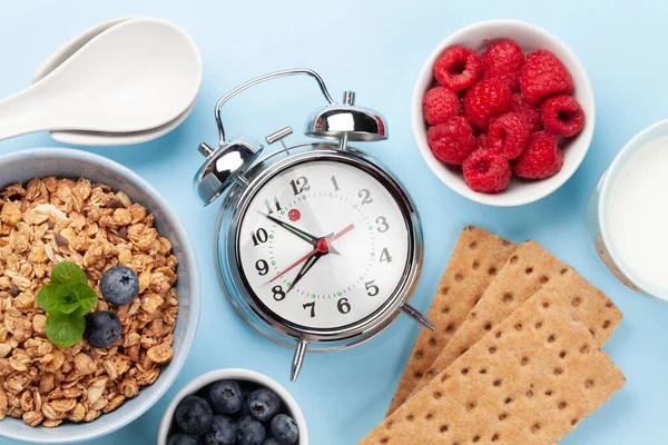 Petit Déjeuner Sain Avec Granola Maison Avec Yaourt Baies Fraîches — Photo