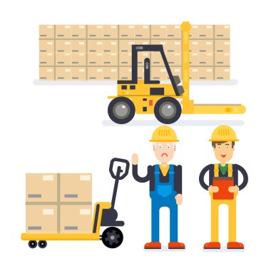 Ambar ve teslimat işçiler. 