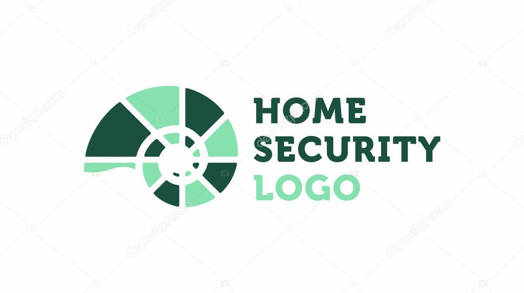 Home security logo with the fossil icon and logo text. Modern flat design.