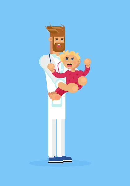 Der Kinderarzt mit dem Kind — Stockvektor