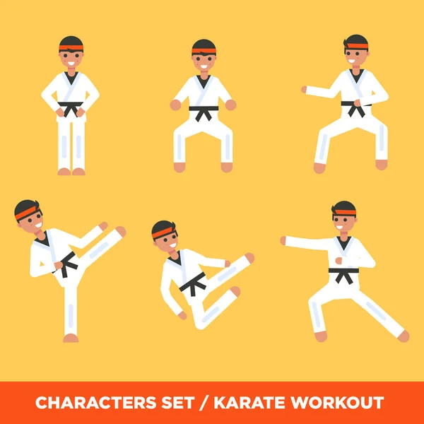 Set of karatee boys characters i — Stock Vector