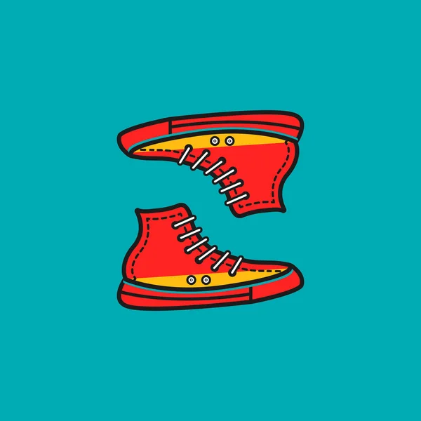 Ležérní styl vintage sportovní boty ve stylu osnovy — Stockový vektor