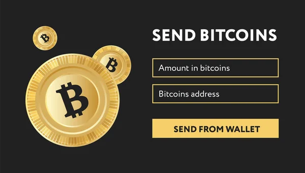 Popup formularz klienta dla transferu pieniędzy bitcoin. — Wektor stockowy